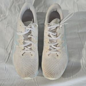 Women's White and Blue Asics Shoes